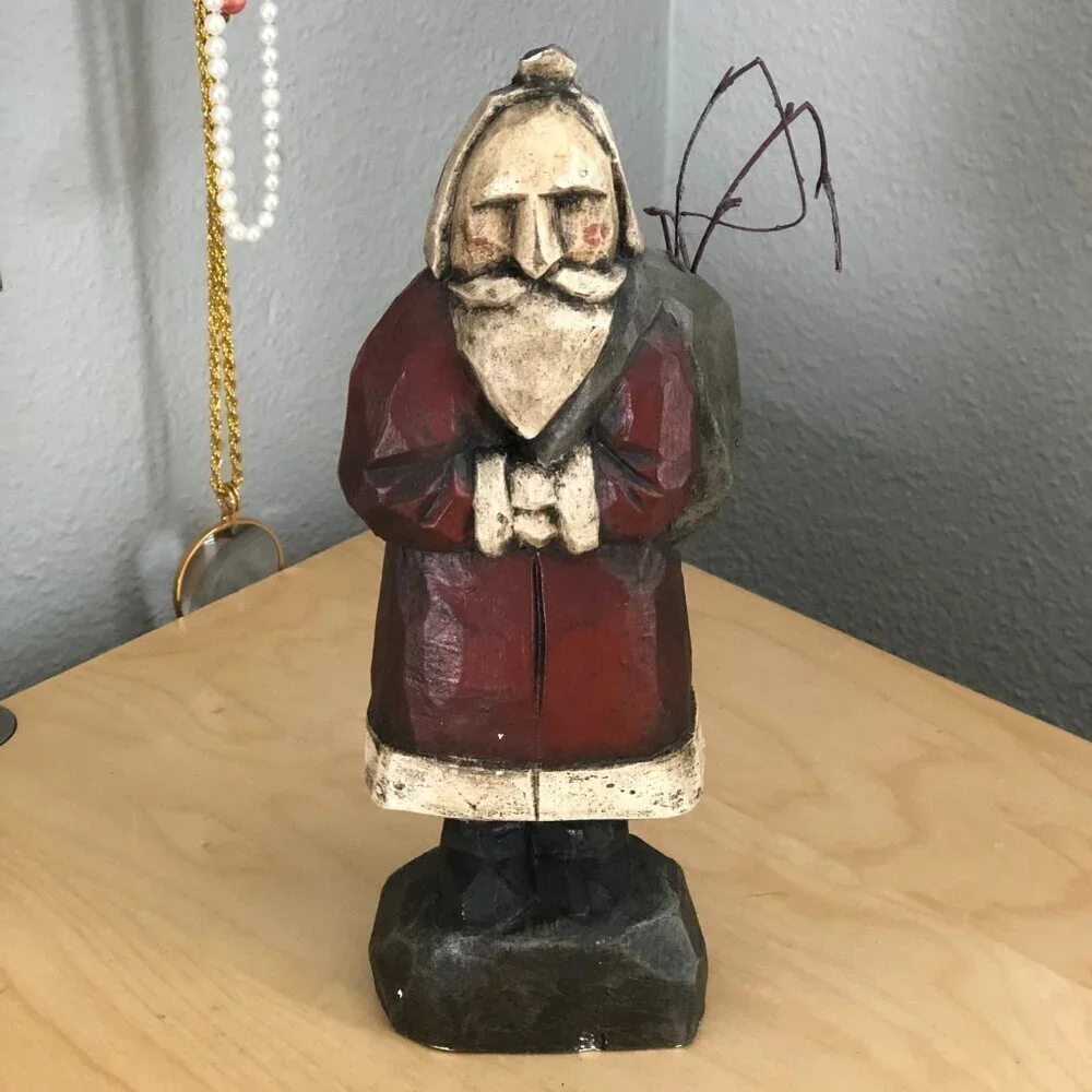 Vintage Fairfield Folk Art Belsnickel Santa Chalkware Christmas Primitive Coat
